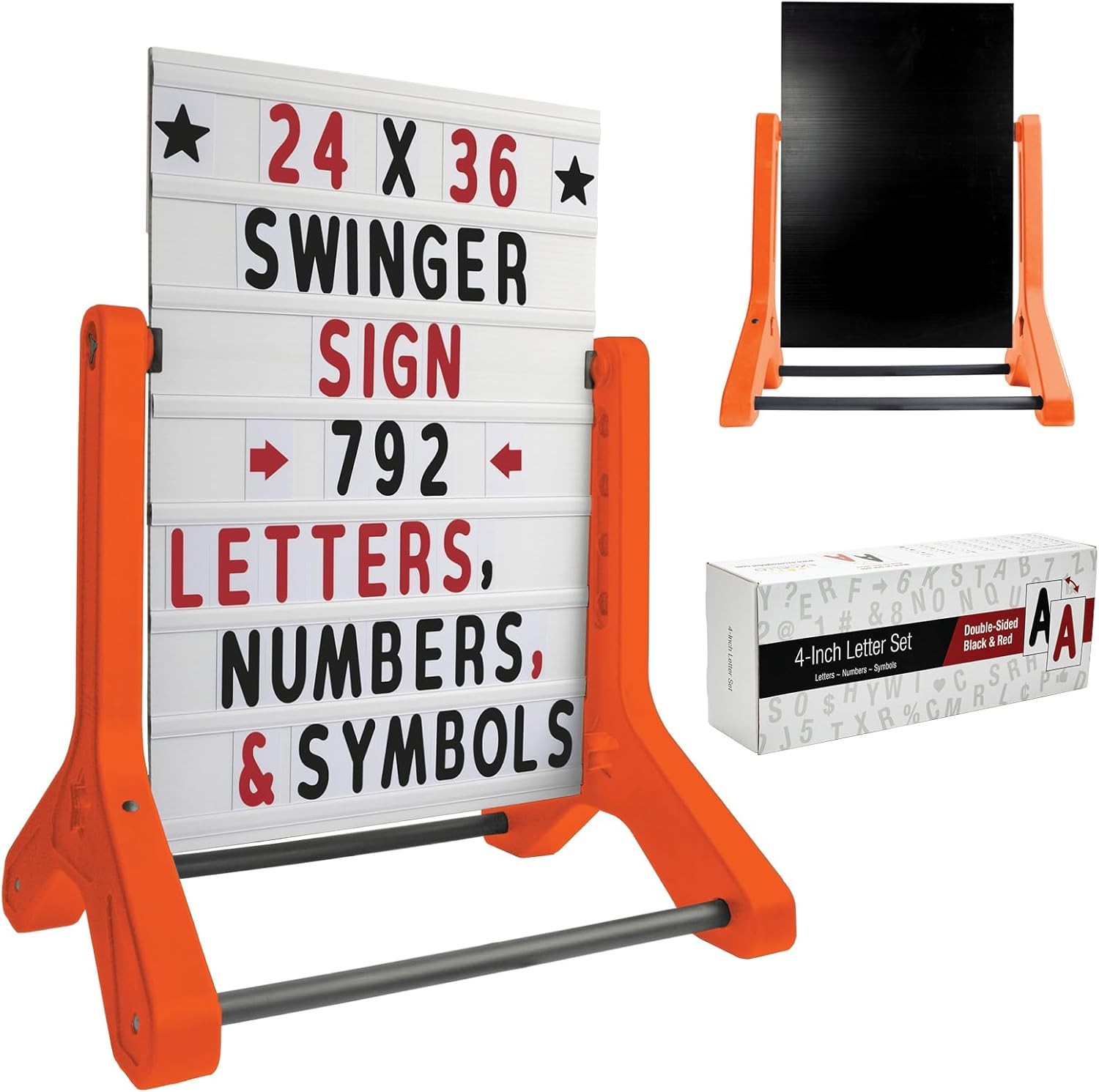 Swinging Changeable Message Sidewalk Sign 24&Prime; x 36&Prime; Sign W/ 792 Pre-Cut Double