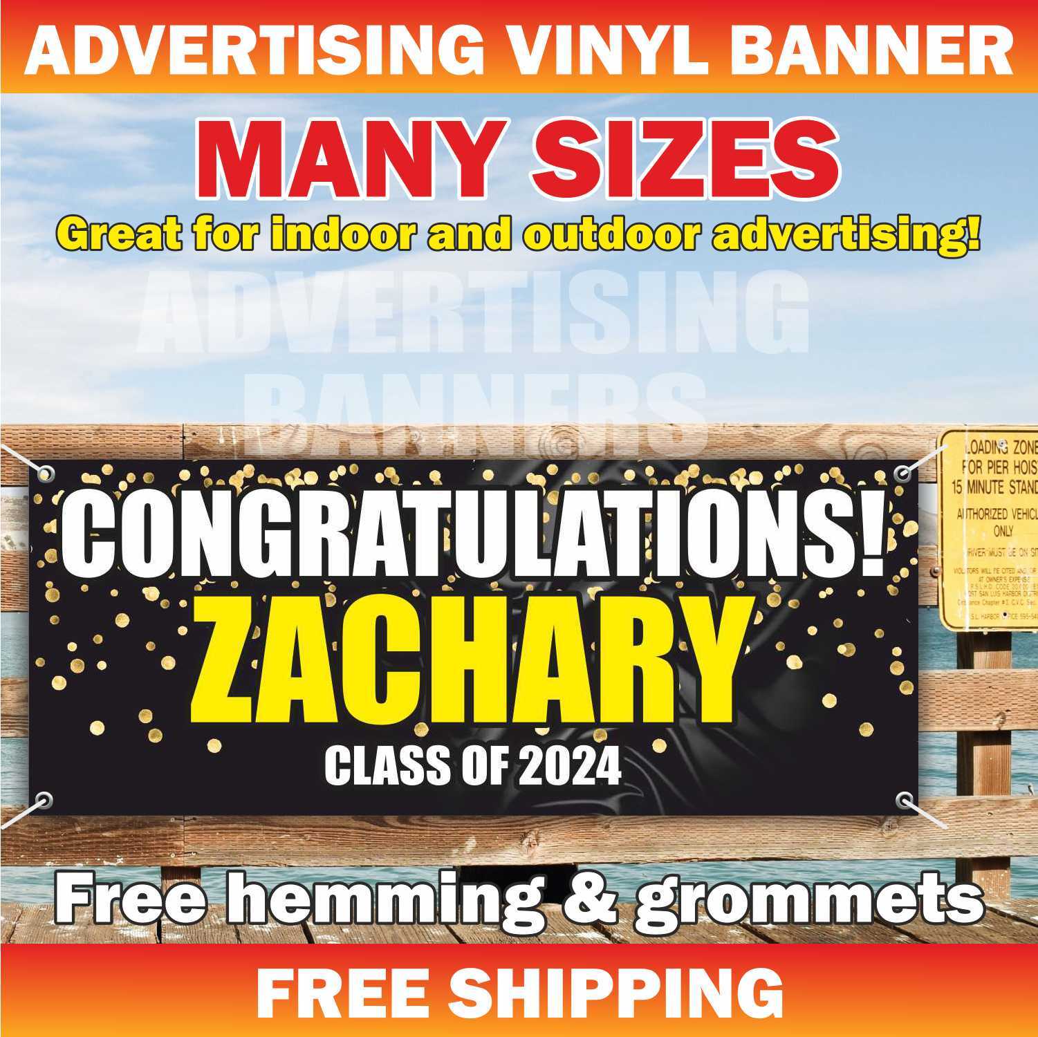 CLASS OF 2024 Advertising Banner Vinyl Mesh Sign School University Graduate