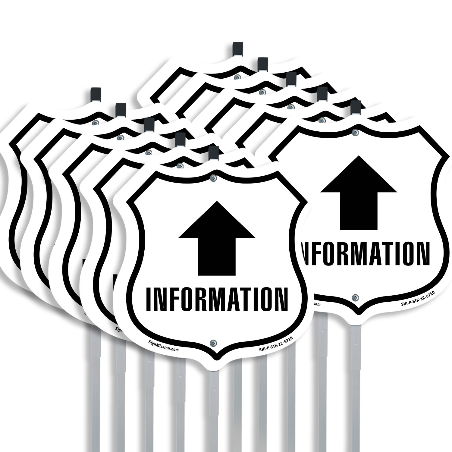 Information Up Shield Shaped Sign With Stake Weather Resistant Made in the USA