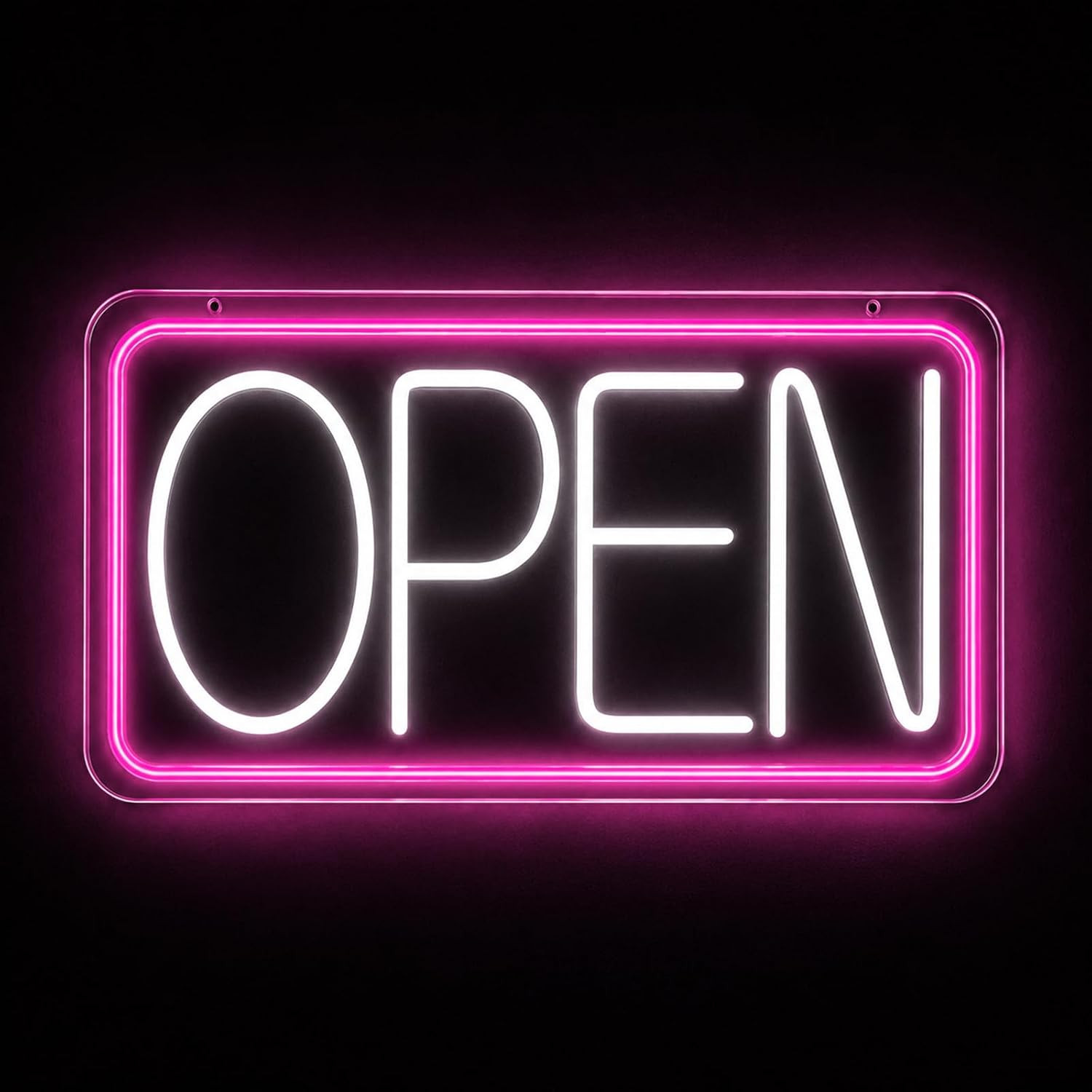 LED Open Sign Neon Light 17&Prime; X 9.3&Prime; for Business Window Rose Red + White