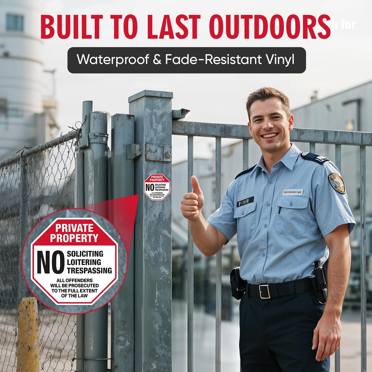 | (4 Pcs) Private Property No Trespassing Stickers – Two Sizes 4&Prime;x4&Prime; & Two 2.75&Prime;