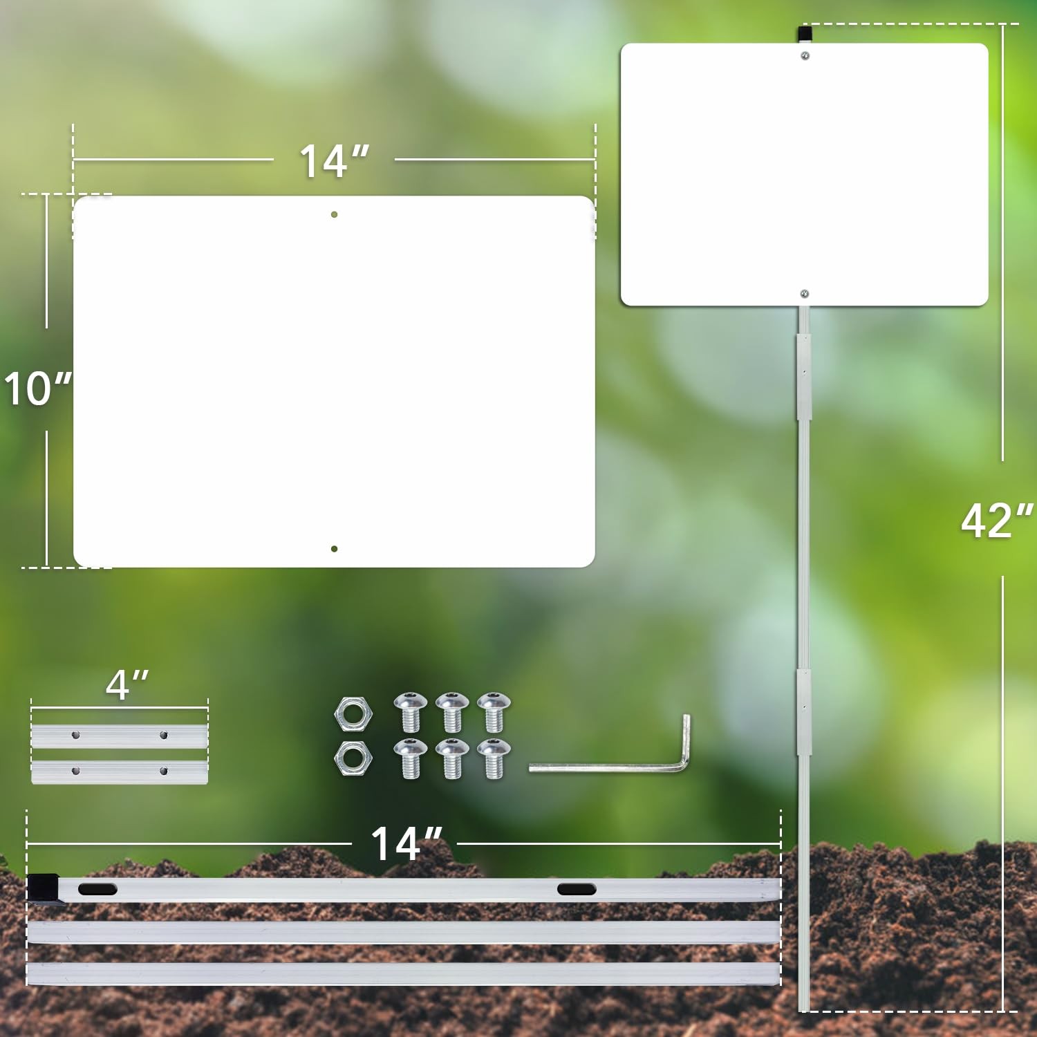 2 Pack Blank Metal Sign 42 Inch Stake 14×10 Inch Aluminum Waterproof Rust