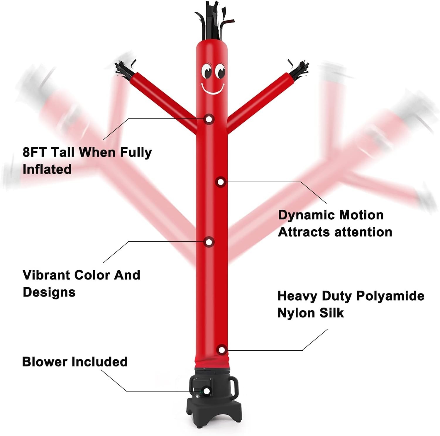 8FT Fly Puppet Dancer with 1/3hp Blower Complete Set RED