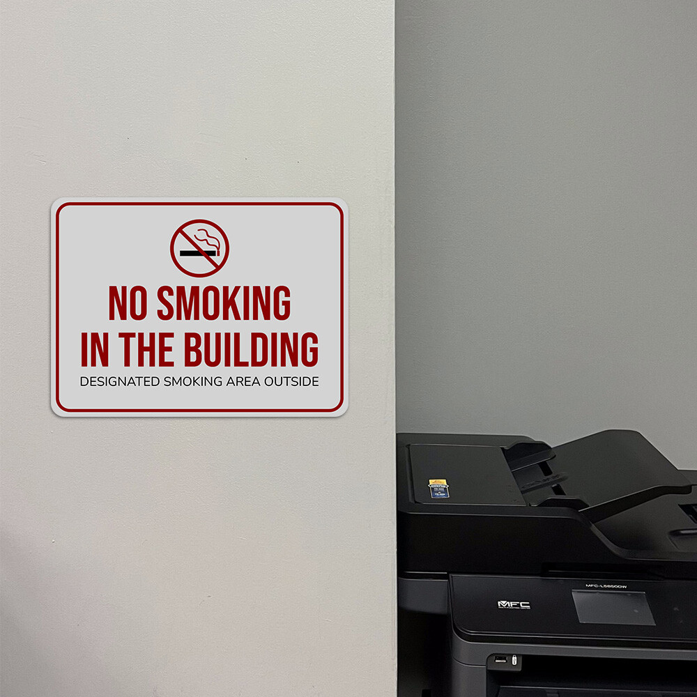Classic Framed Plus No Smoking in the Building Smoking Area Outside Sign