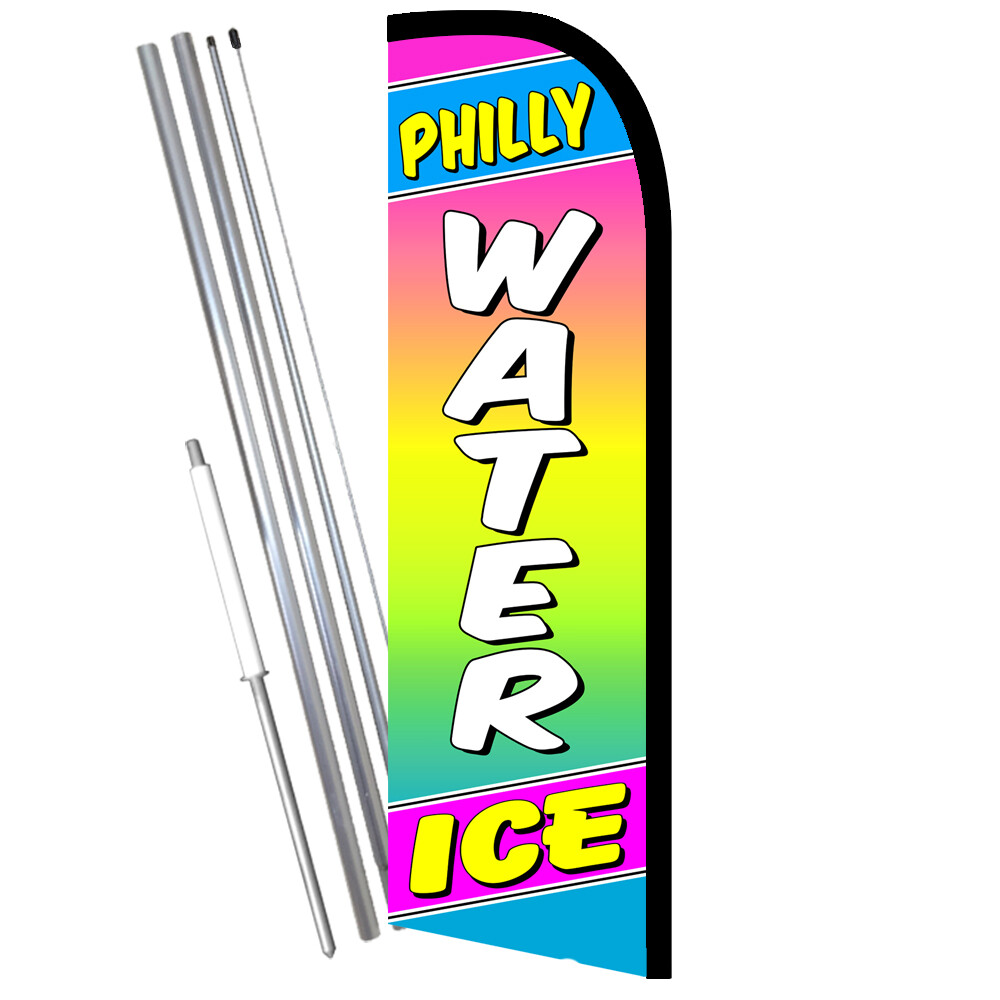Philly Water Ice Premium Windless Feather Flag Bundle (Complete Kit) OR Optiona