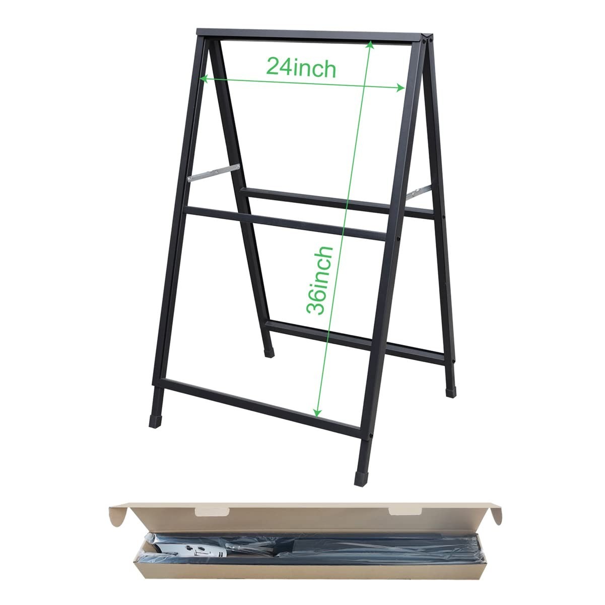 Heavy Duty Folding A-Frame Sidewalk Sign 24×36 Inch Double-Sided Metal Display
