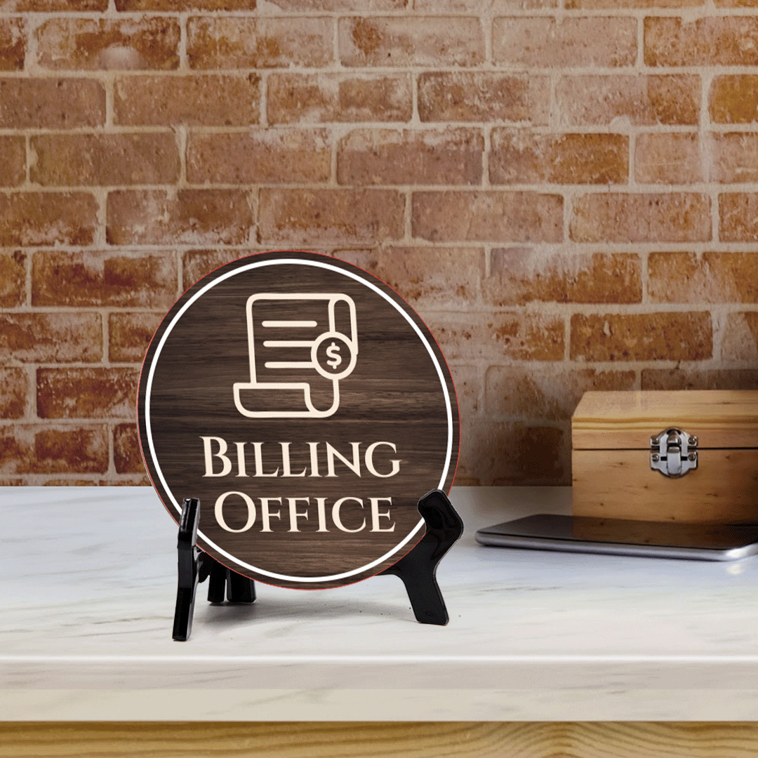 Billing Office Circle Table Sign with Acrylic Stand (5×5&Prime;)