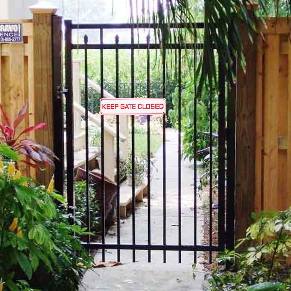 4 PCS Keep Gate Closed Sign .040 Rust Free Aluminum Weatherproof 12×3 Inch