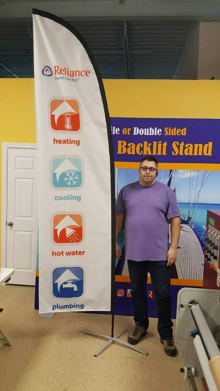 Trade Show Event 9ft Flag Signage + Double Sided Custom (Dye Sub) Graphics + Bag