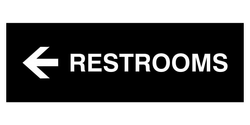 Basic Restrooms Left Arrow Directional Wall Door Sign Black Large 1 Pack