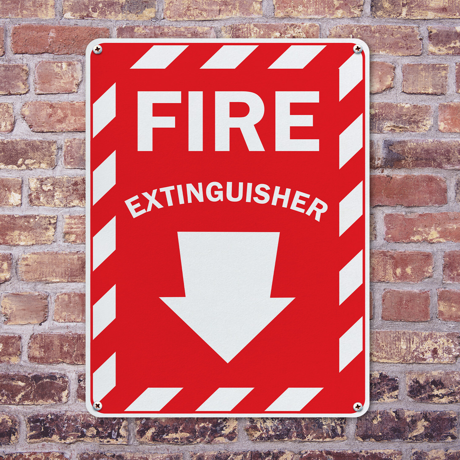 (2 Pack) Fire Extinguisher with Arrow OSHA ANSI Sign Decal Metal Plastic