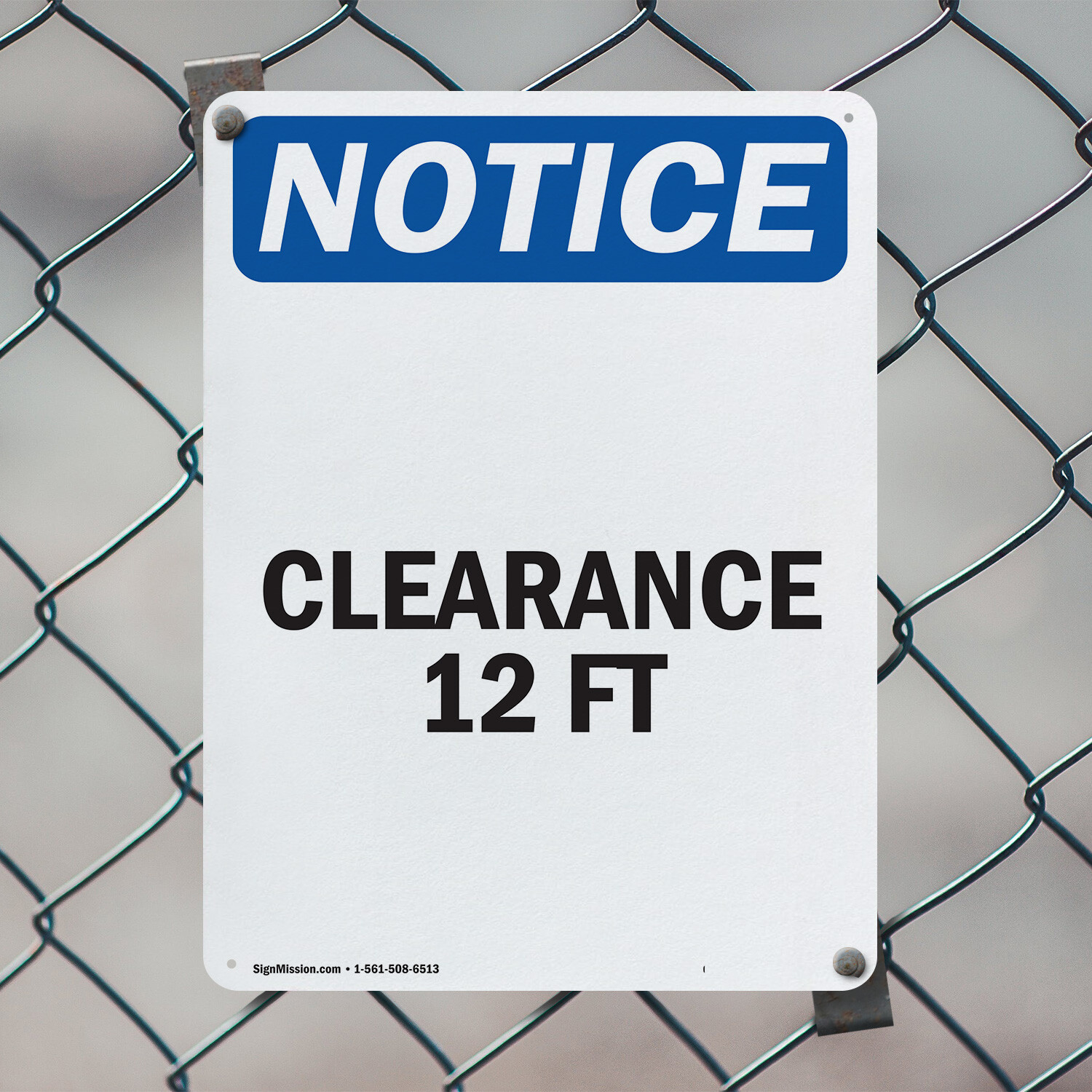 (2 Pack) Clearance 12 Ft OSHA Notice Sign Decal Metal Plastic