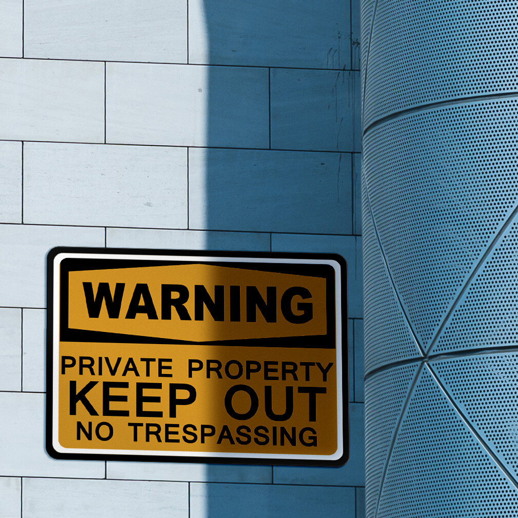 Aluminum Horizontal Metal Sign Warning Private Property Keep out No Trespassing