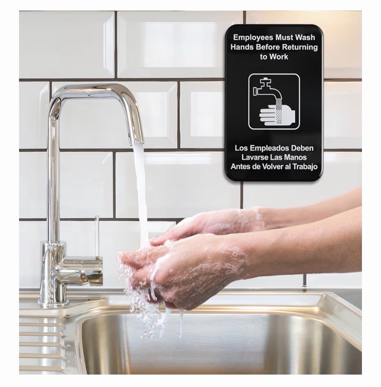Employees Must Wash Hands Before Returning To Work Sign English Spanish – 4 Pack