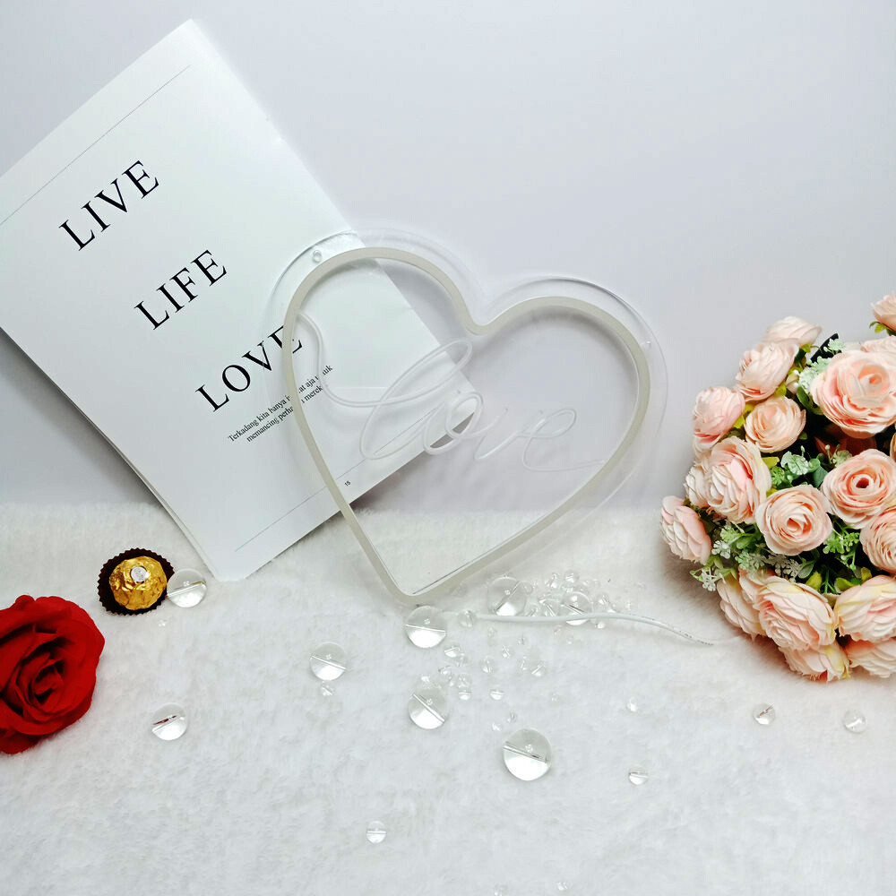 QOMOLANGMA 9.8 » X 9.4 » RedPink LED Neon Sign – Heart shape love