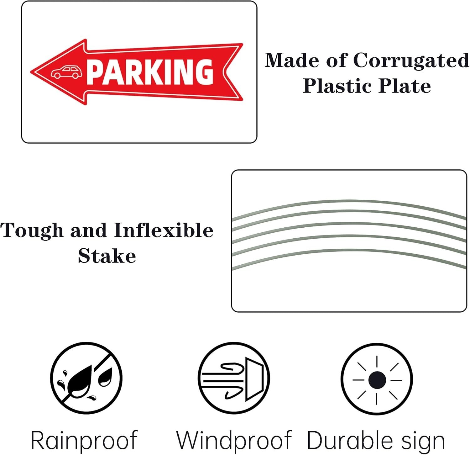 Weather-Resistant Red & White Parking Signs – Dual-Sided, 16×5 Inches, 3 Pack