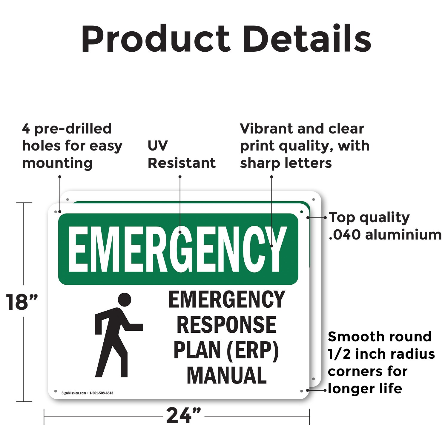 (2 Pack) Response Plan (ERP) Manual With Symbol OSHA Emergency Sign Decal Metal
