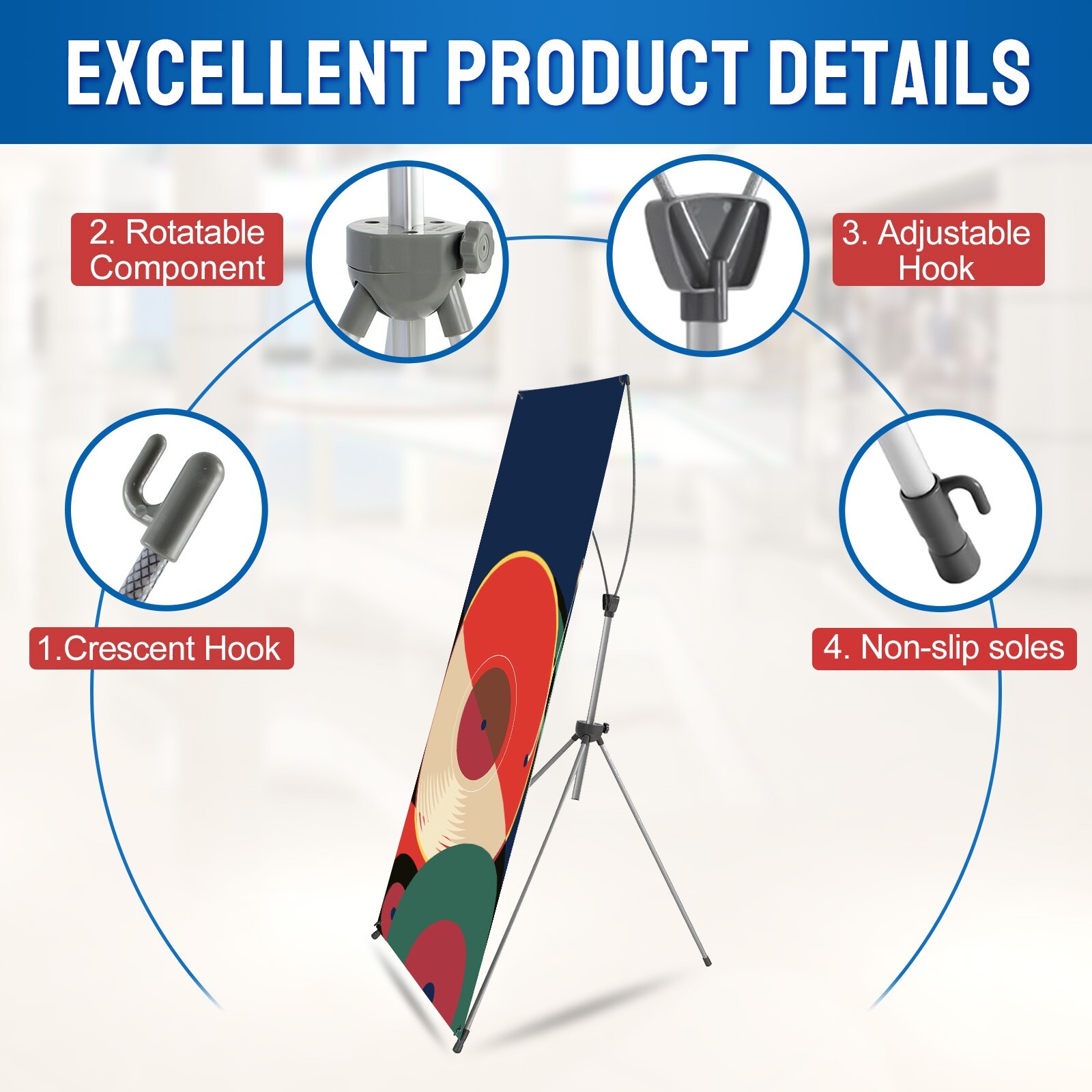 Custom retractable X-Banner Stand with Customized Banner for Business Display