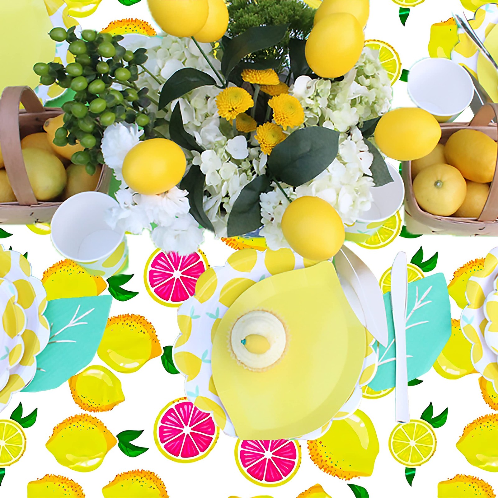 C L cooper life 2Pcs Pink Lemon Party Table Decoration Summer Fresh Fruits Ta…