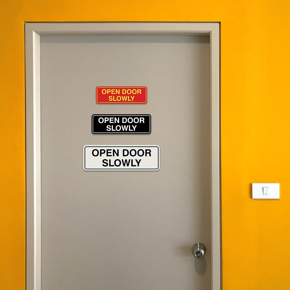 Standard Open Door Slowly Door/Wall Sign – Silver – Small 1 Pack