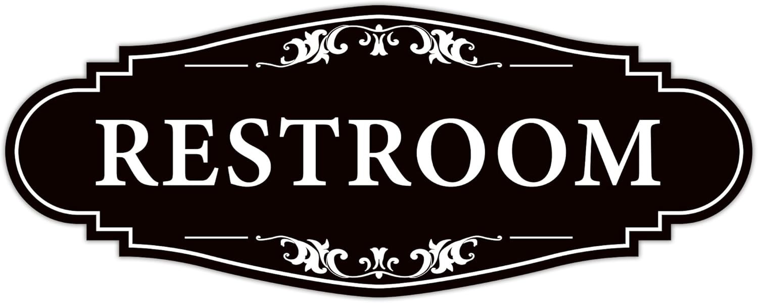 Waterproof Vinyl Unisex Bathroom Sign Sticker for Office & Home – 9&Prime; Long