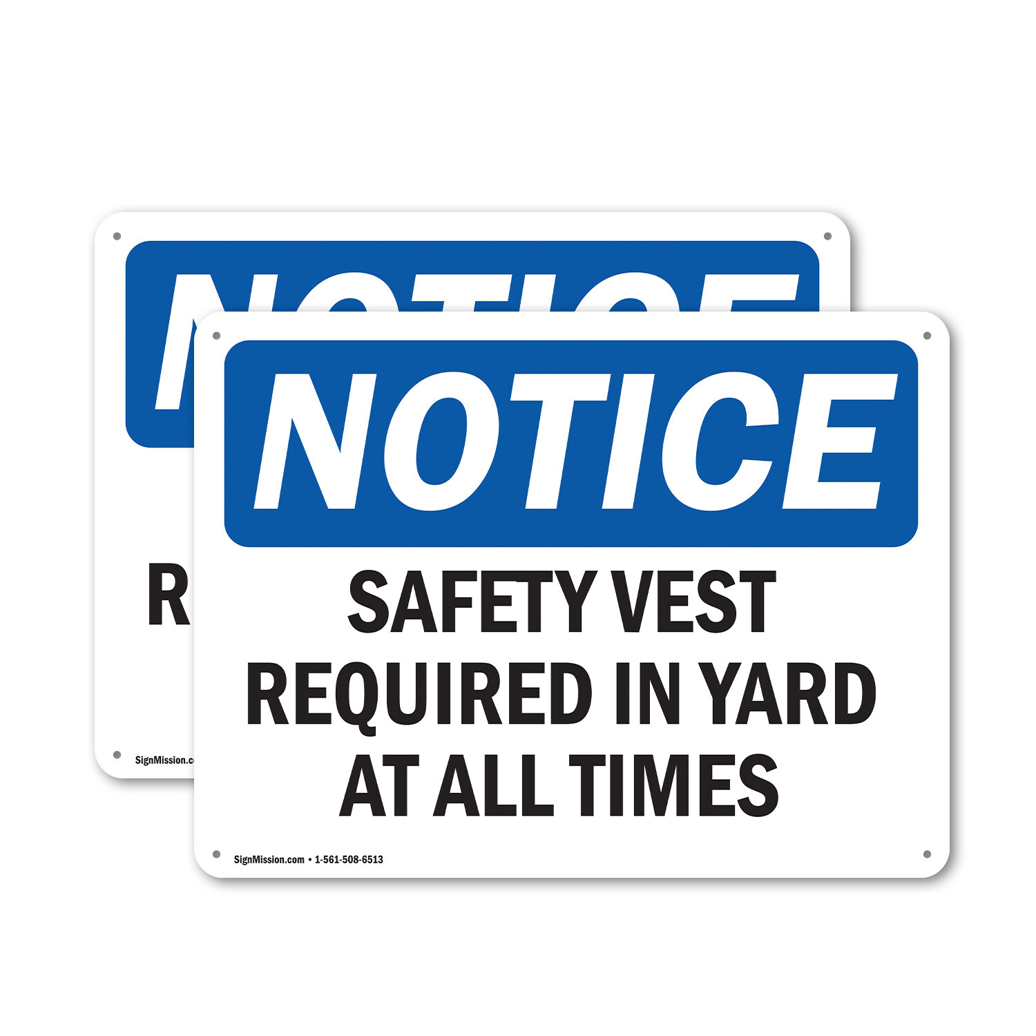 (2 Pack) Safety Vest Required In Yard At All Times OSHA Notice Sign Decal Metal