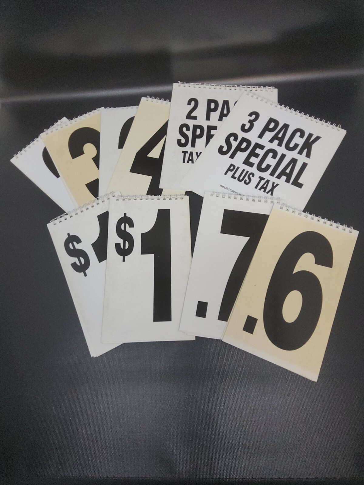 White BLACK Spiral Bound Flip Chart Numbers Words Retail Signage Price