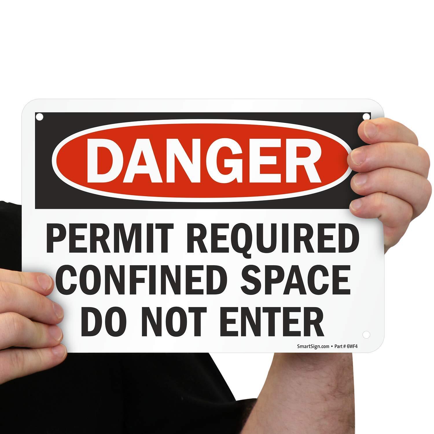 7×10 inch Plastic Danger Sign Permit Required Confined Space Do Not Enter