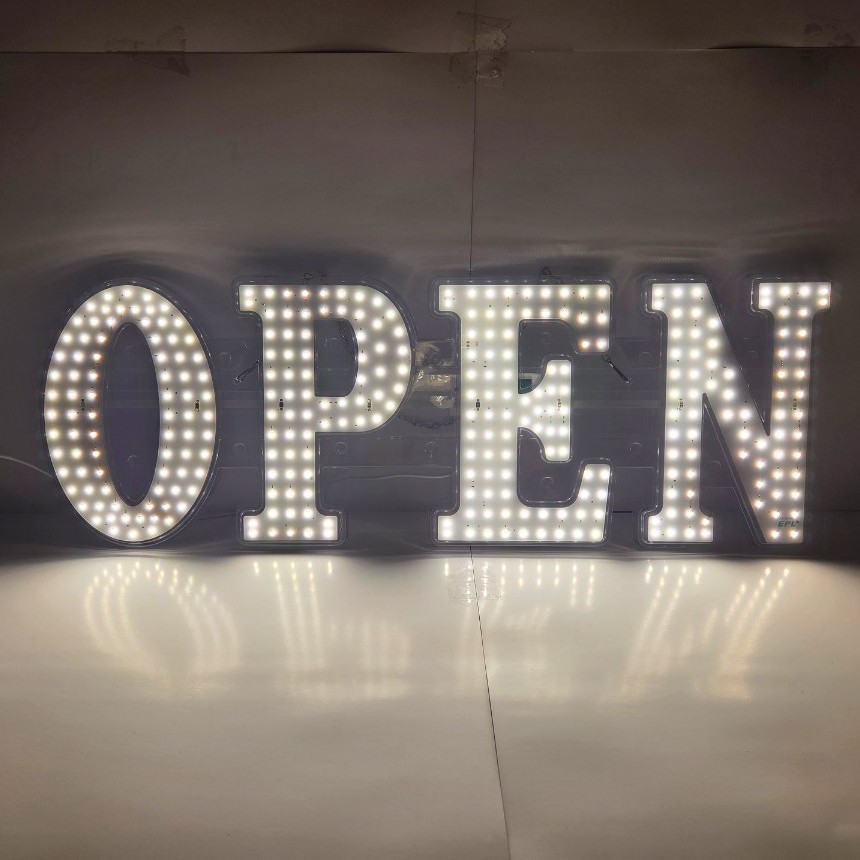 EPL Signs OPEN Warm White LED Sign Business 10&Prime;x30&Prime; Remote 2G Blinking Mode