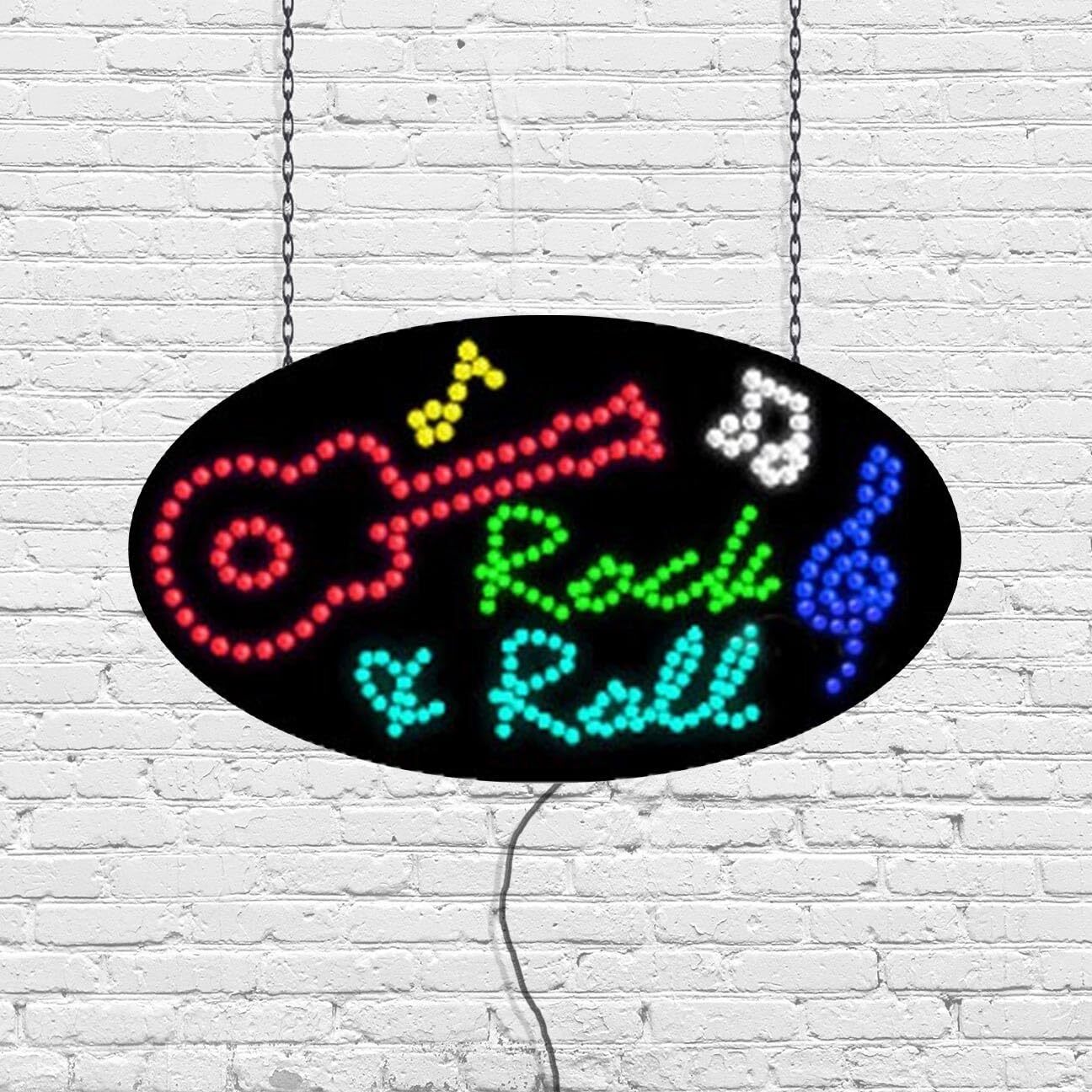LED Rock & Roll Sign for Retail Displays | Light Up Sign | 15&Prime;H x 27&Prime;W x 2&Prime;D