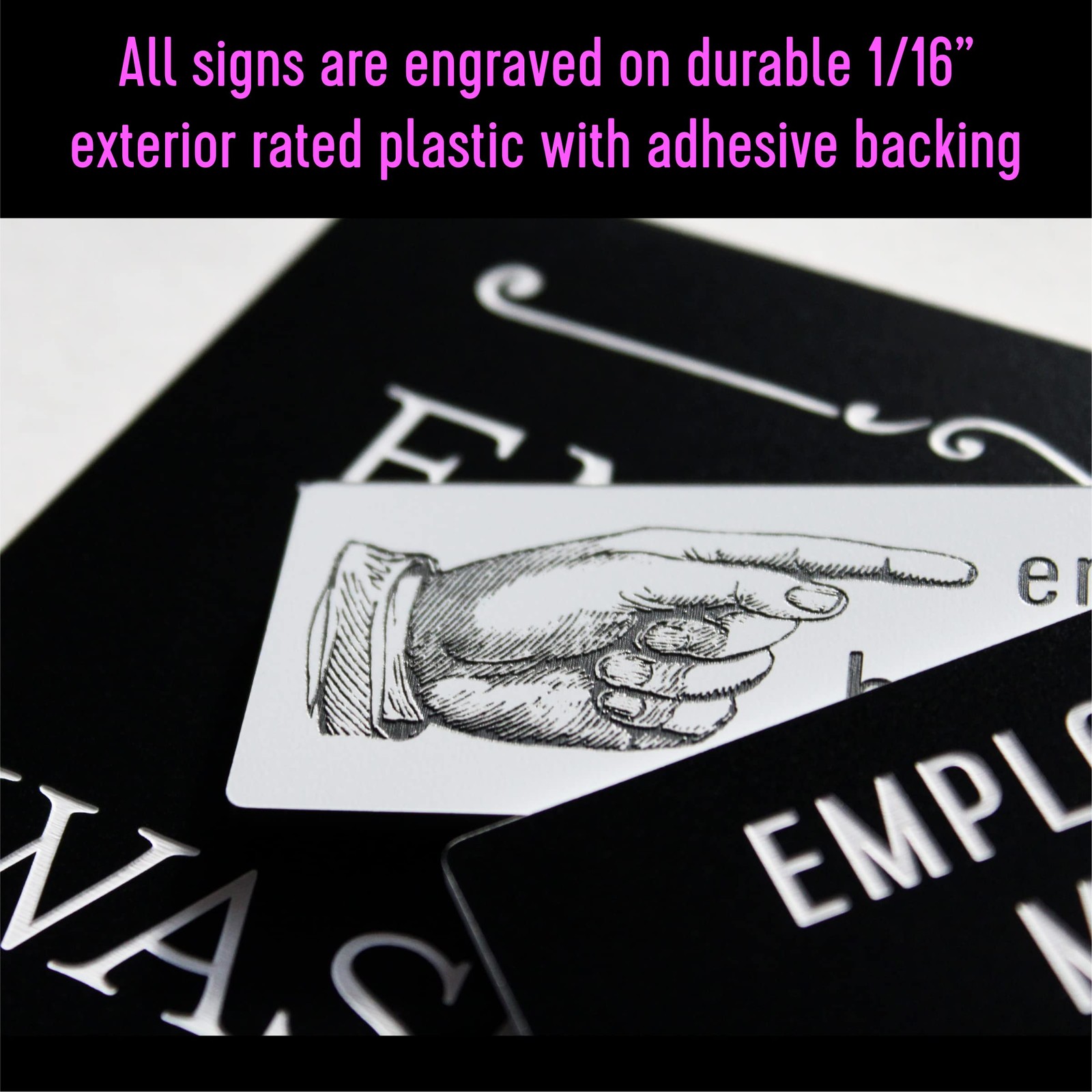 1 PCS 3×2.25 Inch White Plastic Employees Must Wash Hands Sign For Restroom