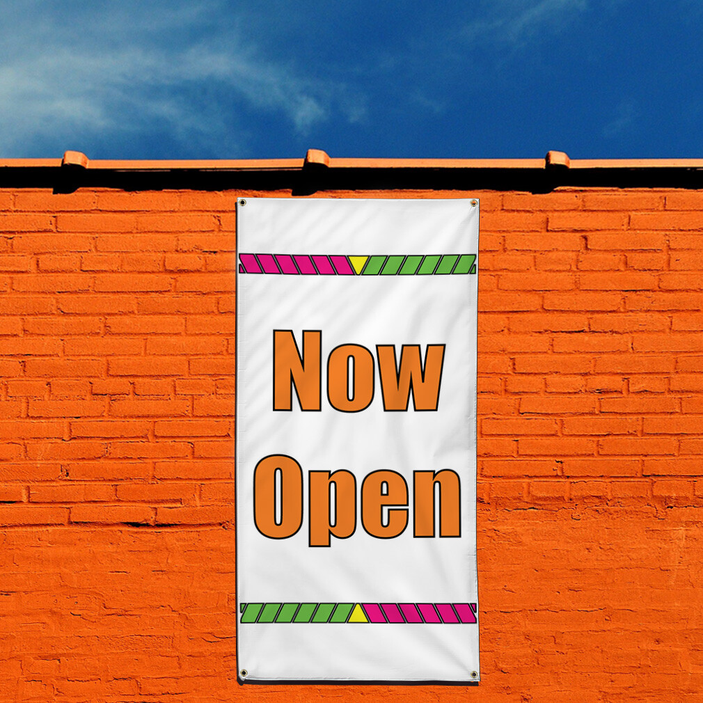 Vertical Vinyl Banner Multiple Sizes Now Open Multicolor Business Outdoor