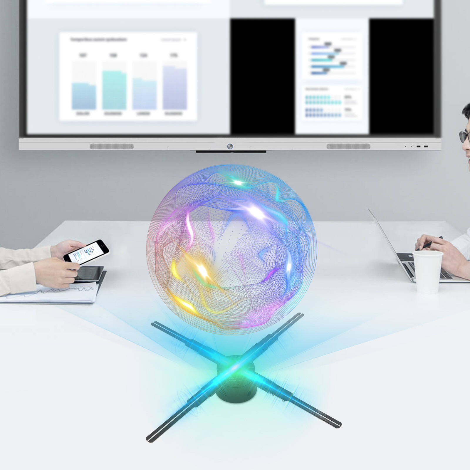 LED Hologram Fan Hologram Fan Projector with Remote 3D Hologram Display Fan NEW