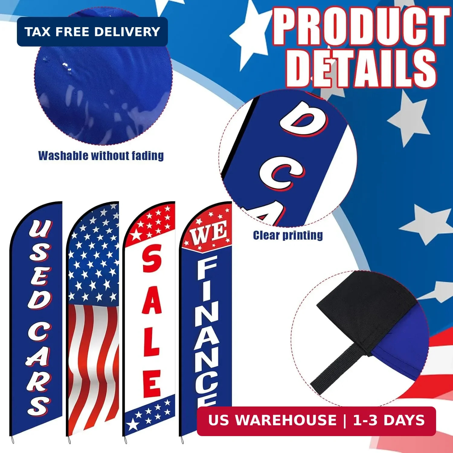 Used Car Flags 4 Pack 12ft Windless Auto Swooper Car Lot Feather Flags for