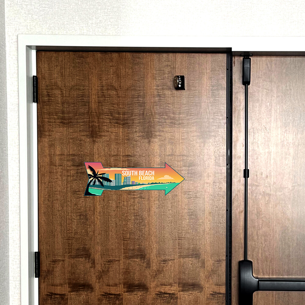 Arrow Shape Plus South Beach, Florida 12×4&Prime; Wall or Door Sign