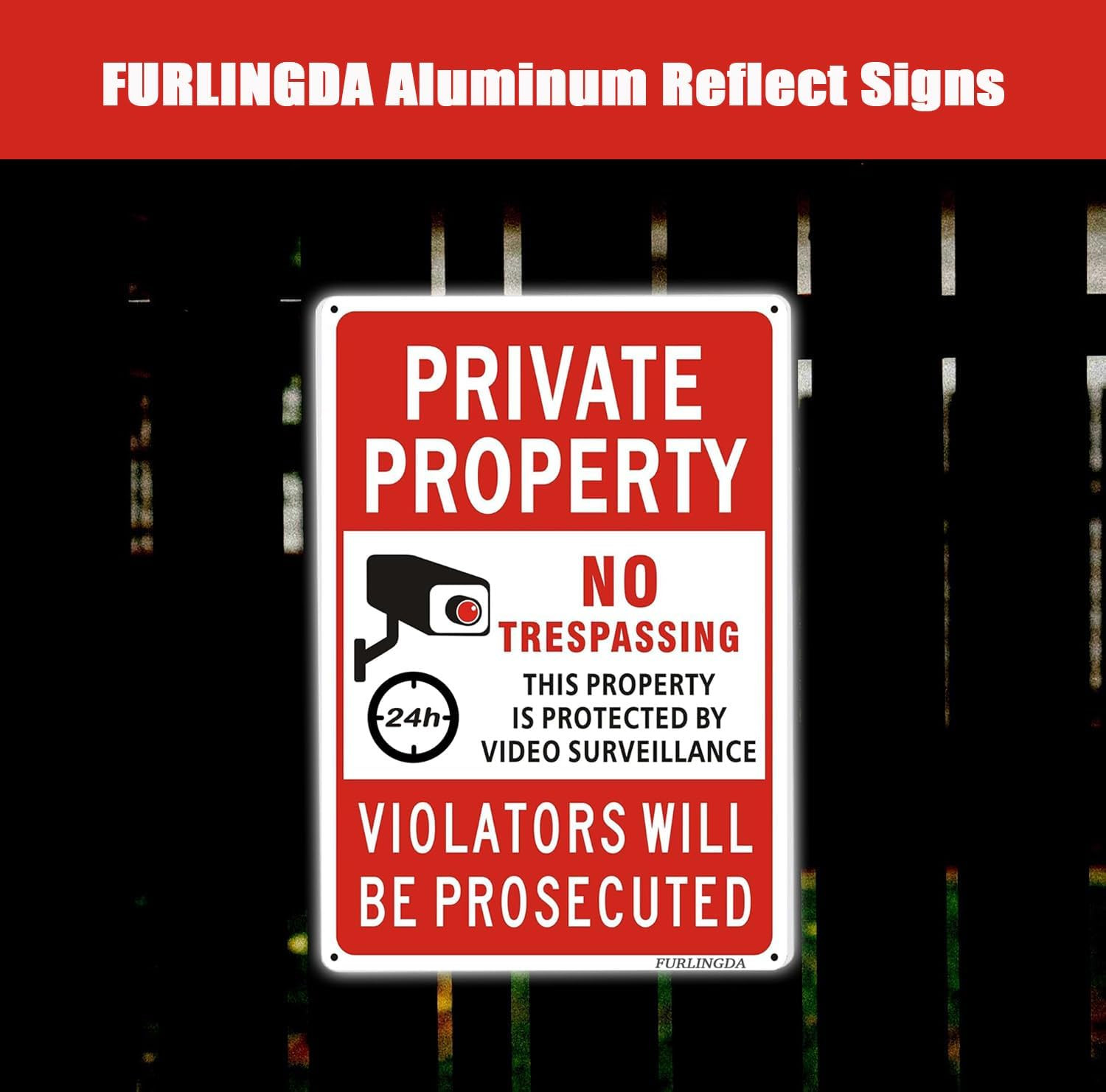 2-Pack Large No Trespassing Signs Private Property, 18X12X0.4/14X10X0.4 Inch Thi