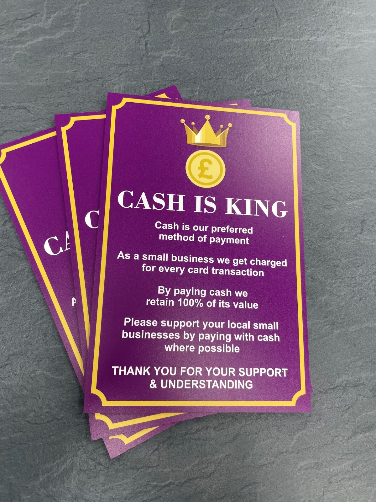 CASH PAYMENT SIGN FOR SHOP CAFE SALON BUSINESS – CASH IS KING NOTICE A4 A5 SIZE