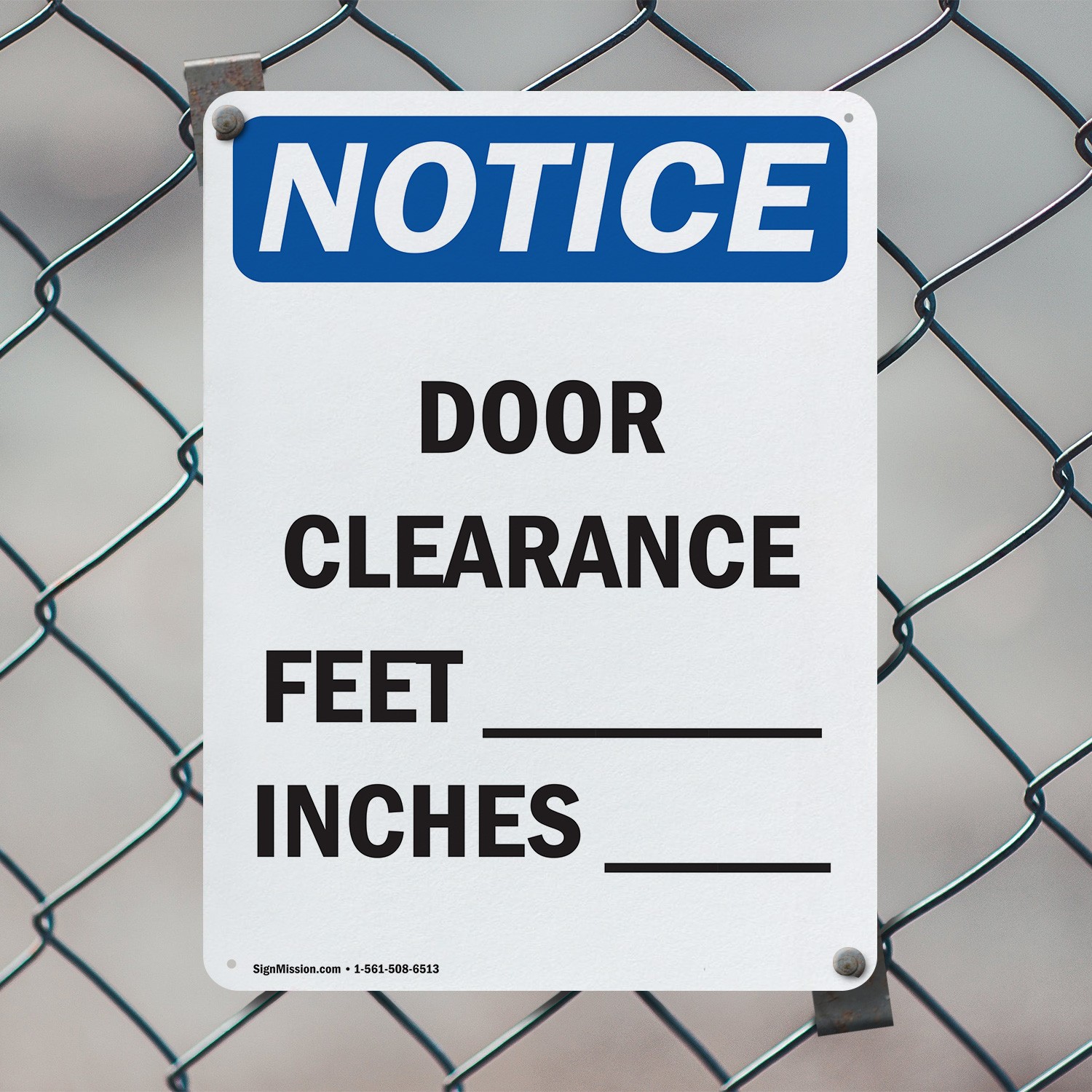 (2 Pack) Door Clearance ____ Feet ____ Inches OSHA Notice Sign Decal Metal