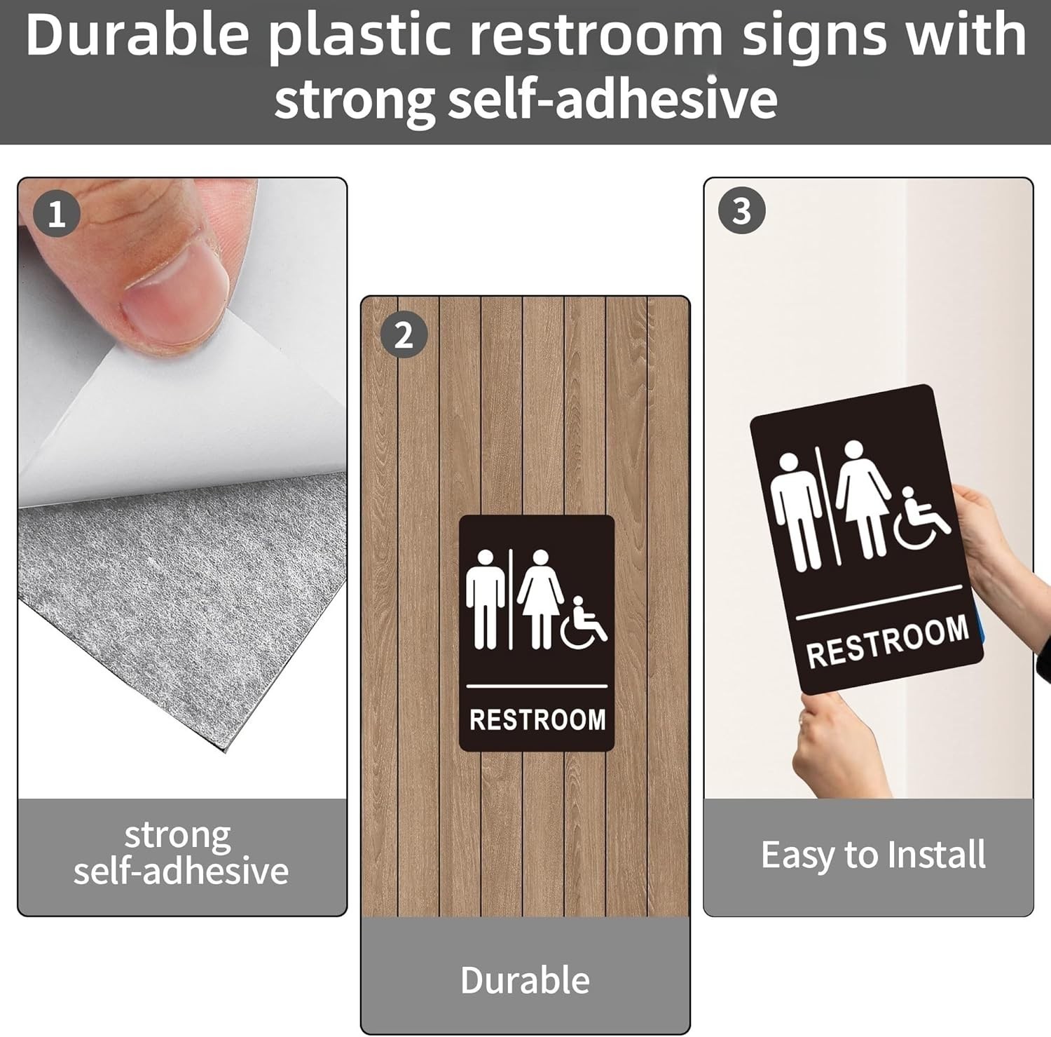 (2 Pack) Restroom Signs – Acrylic Restroom Signs (9 x 6 Inches Unisex)
