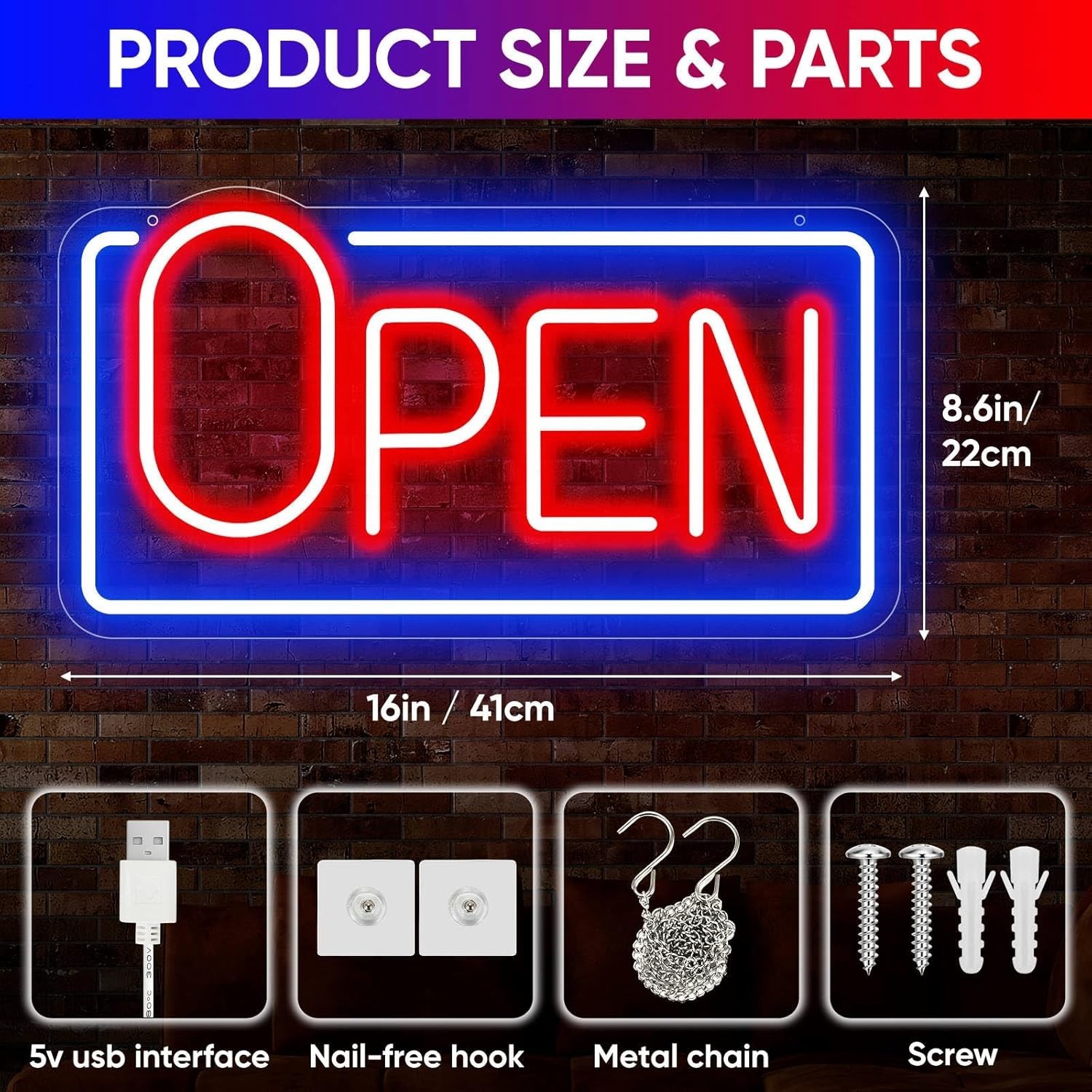 Led Neon Open Sign for Business Window, Light up Open Sign for Store Carteles L