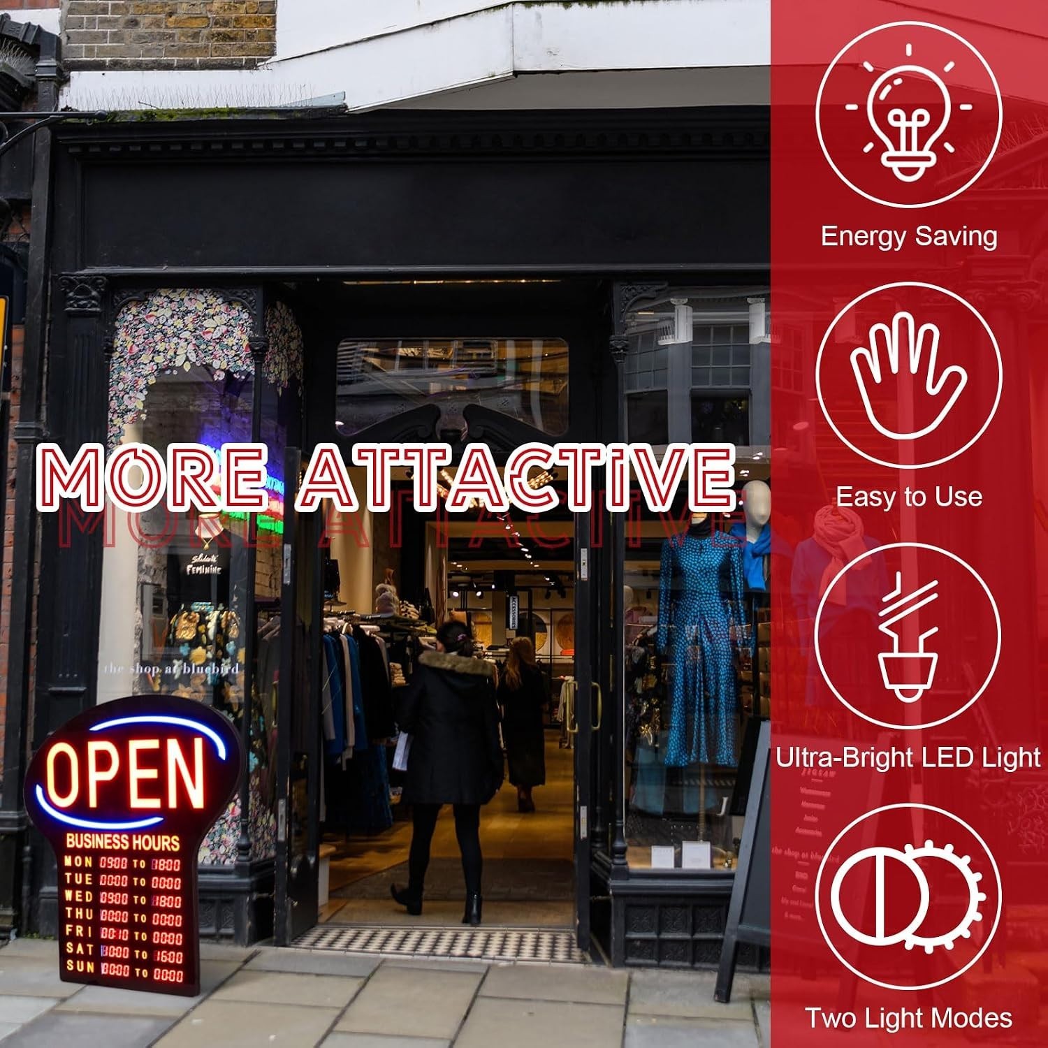 Kanayu LED Open Sign for Business with Programmable Store Hours 24×17 NEW
