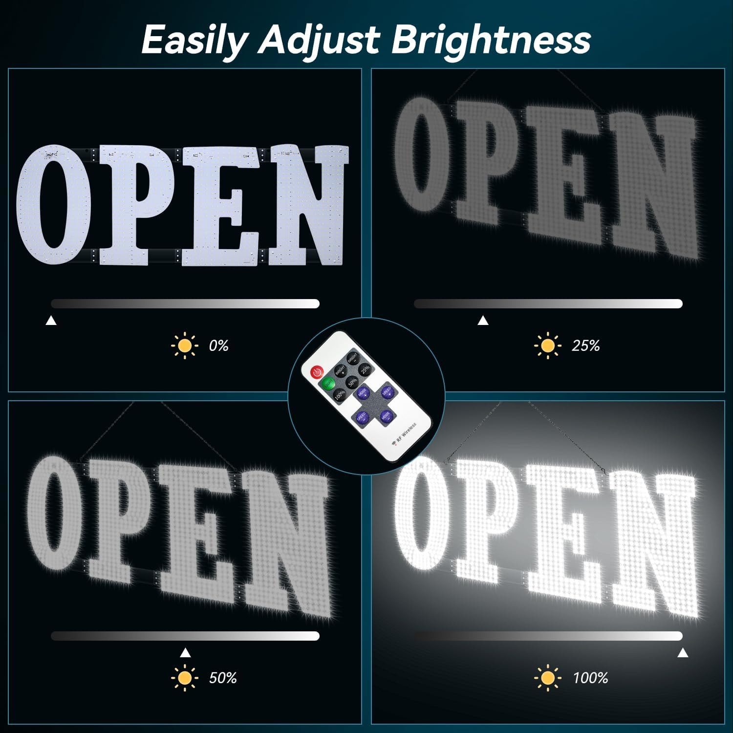 48&Prime; X 17&Prime; LED Open Sign with Remote – Bright Display for Shops & Restaurants