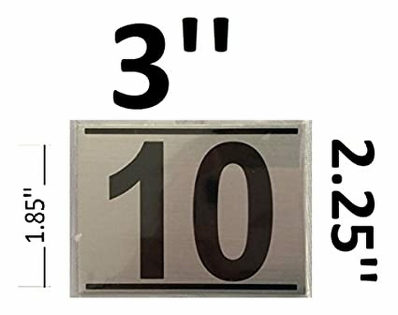 APARTMENT NUMBER TEN (10) SIGN – -BRUSHED ALUMINUM (2.25X3)–REF24-1027