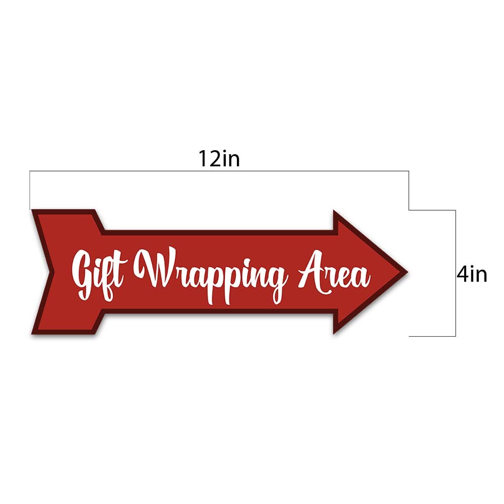 Arrow Shape Plus Gift Wrapping Area 12×4&Prime; Wall or Door Sign | Christmas