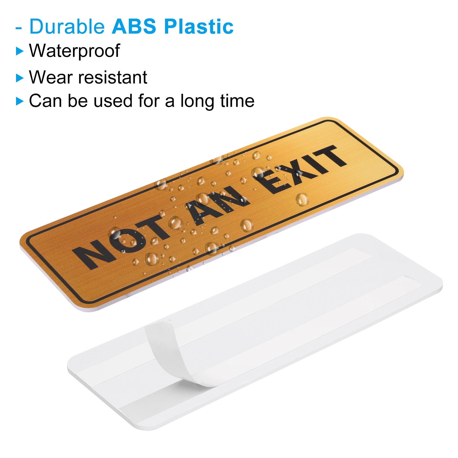 6&Prime;Lx2&Prime;Wx0.4&Prime;T Not an Exit Wall or Door Sign, Gold Tone
