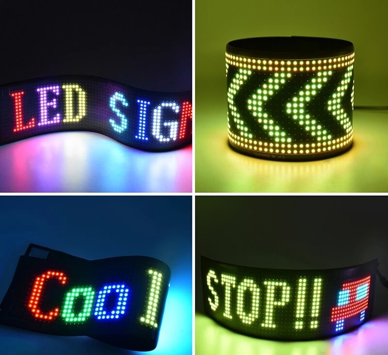 LED Sign USB Programmable Pixel Matrix Soft Message Screen App Control Car