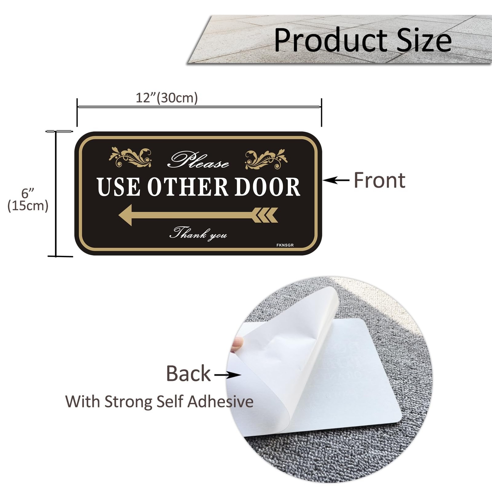 Please Use Other Door Self Adhesive Sign 12×6 Inch Acrylic UV Protected Fix