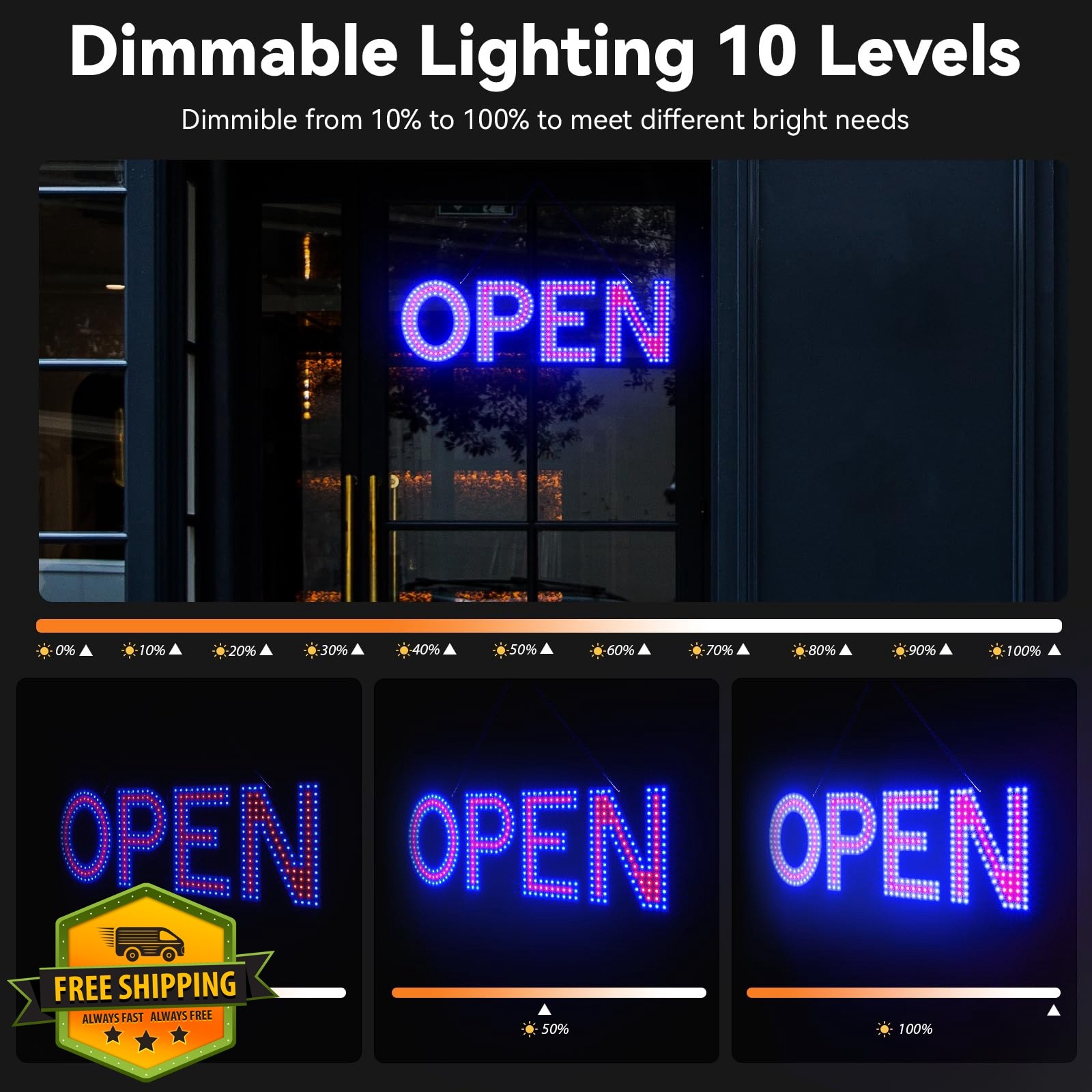 Thirdpolite LED Open Sign Red Blue 22&Prime;x7&Prime;