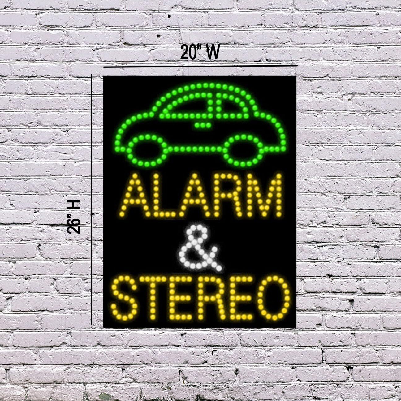 LED Alarm & Stereo Sign | Light Up Sign | 26&Prime;H x 20&Prime;W x 2&Prime;D