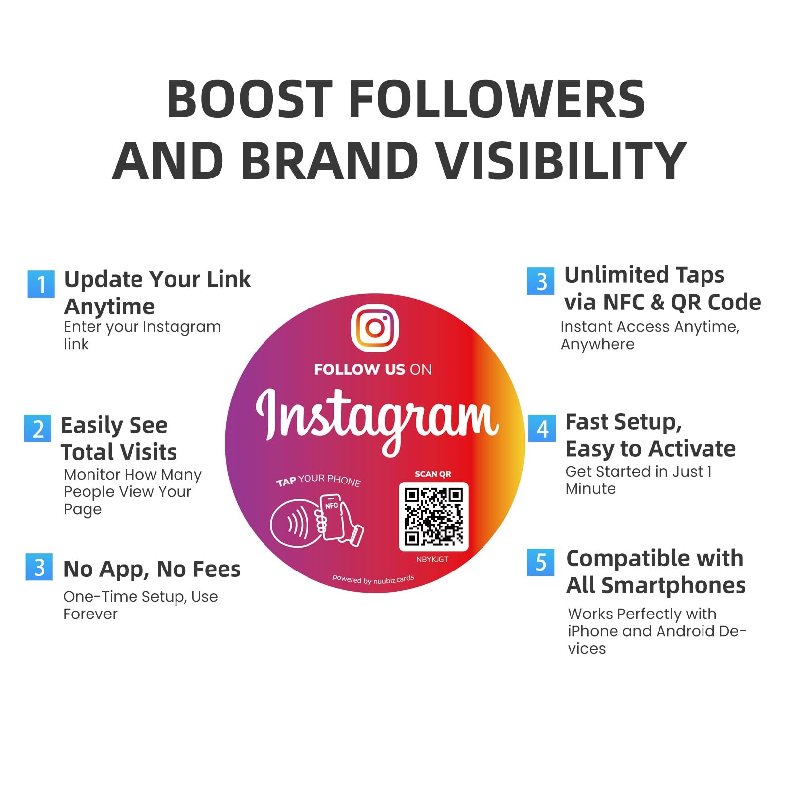 NFC Social Media QR Code Stickers Compatible with Instagram (3 Pack) – Tap or…